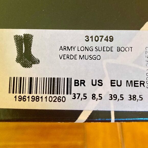 NEW FARM Rio Army Long Suede Boots Vegan Lug Embroidered Olive Green Size 8.5 - Picture 13 of 14